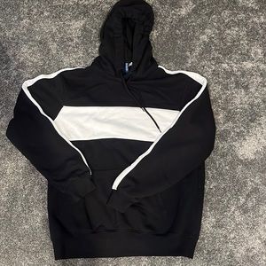 Black hoodie with white stripe
